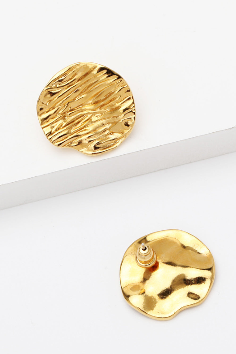 Gold Textured Stud Earrings