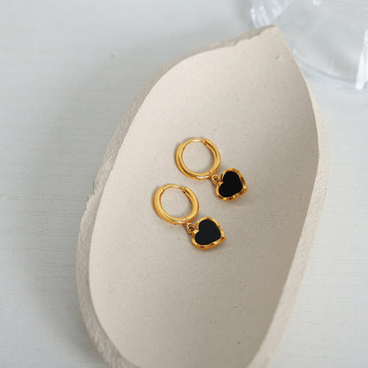 18K Gold Heart Drop Earrings