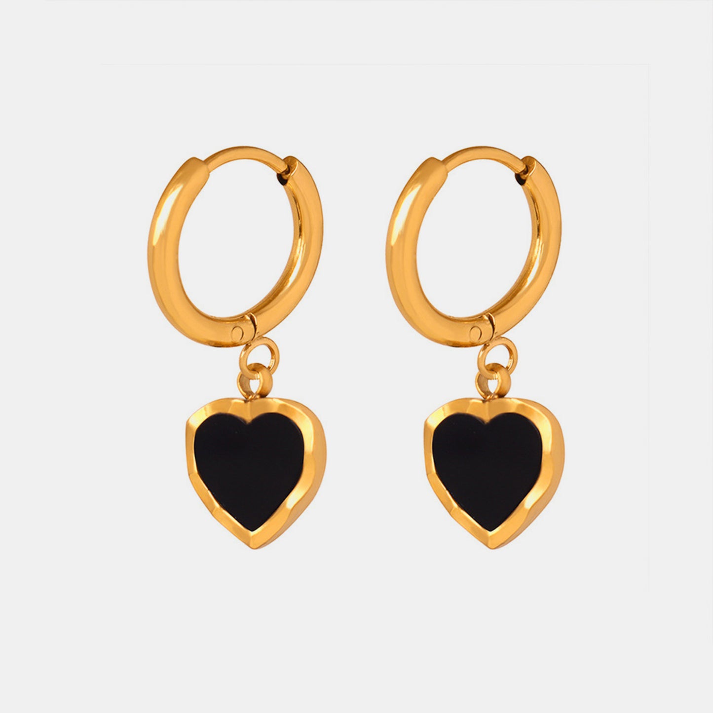 18K Gold Heart Drop Earrings