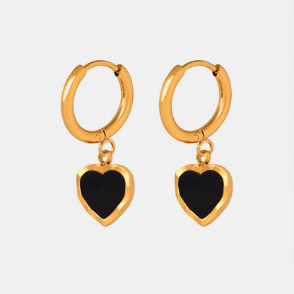 18K Gold Heart Drop Earrings