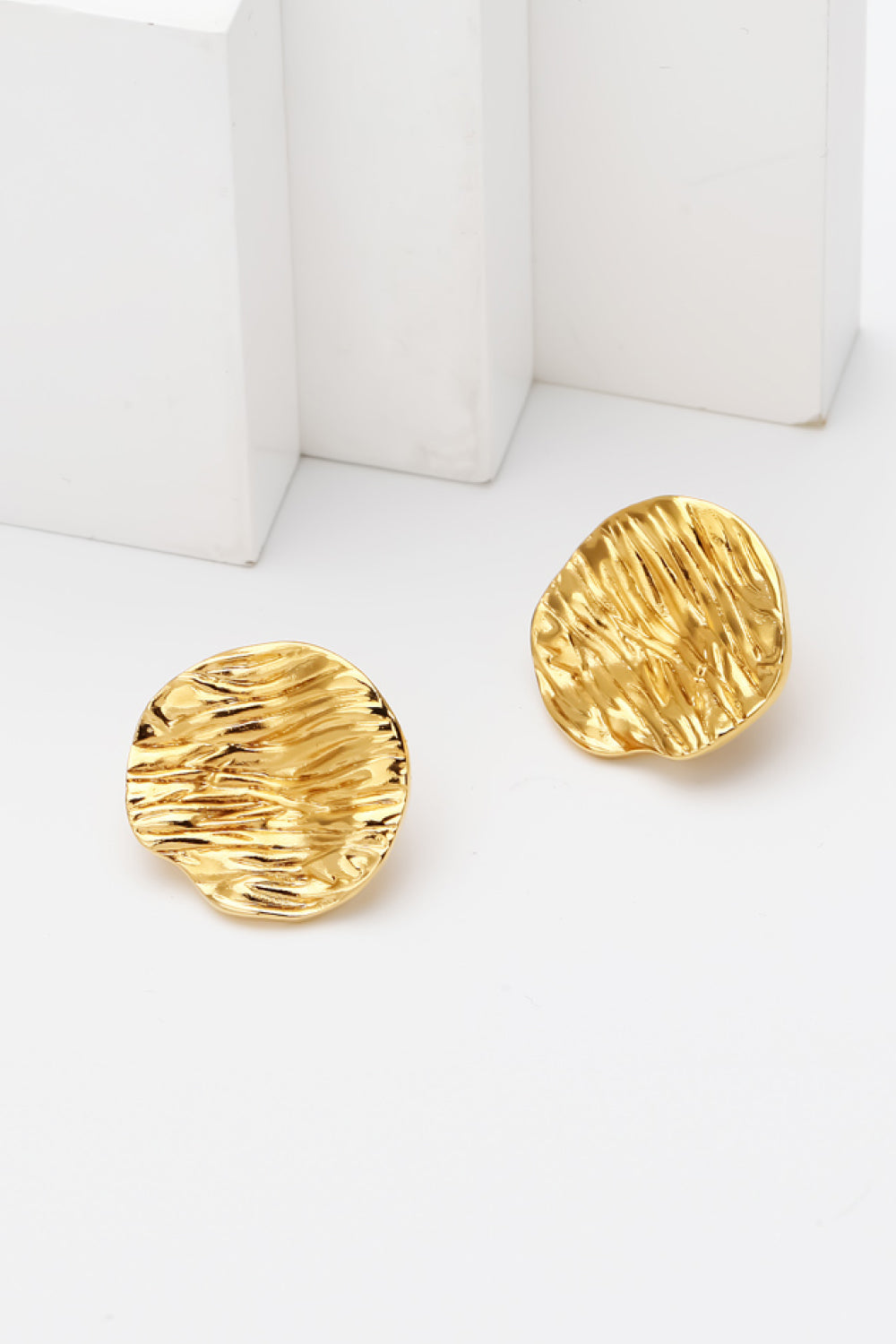 Gold Textured Stud Earrings