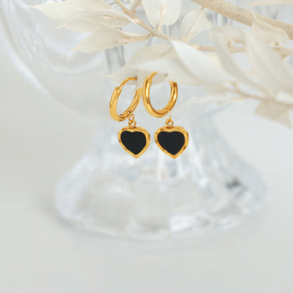 18K Gold Heart Drop Earrings